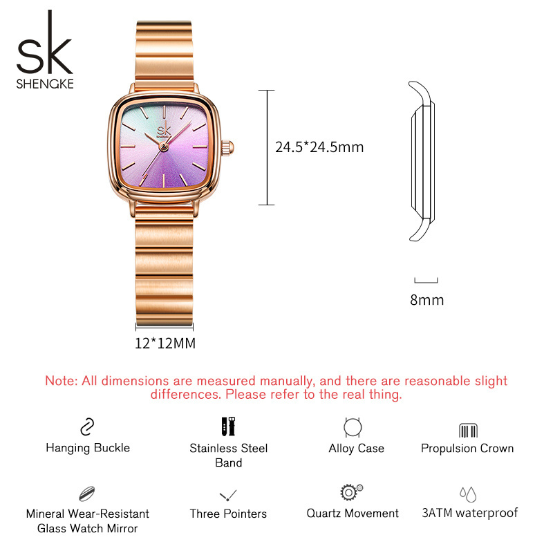 OEM Watches Logo Color Changing Women Quartz Watch Minimalist Stainless Steel Strap Square Dial Waterproof Wristwatches