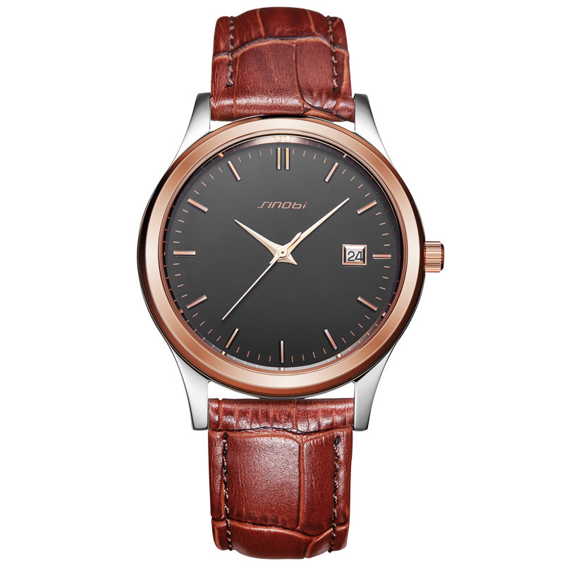 Sinobi Luxury Brand Mens Watches Leather Band Male Wristwatch Business Classic Style Men Watch Montre Clock Relogio Masculino