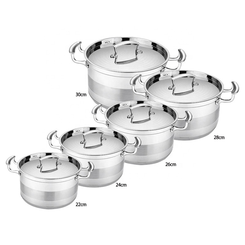 Africa hot sells best price manufacturer 10PCS Stainless Steel Cookware Sets Cooking pots and pans Saucepan nonstick Logo OEM