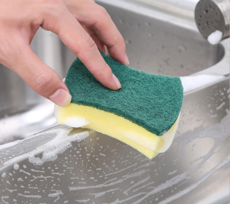 Heavy Duty Magic Cleaning Scouring Pad Sponge Yellow And Green Sponge Scrubber