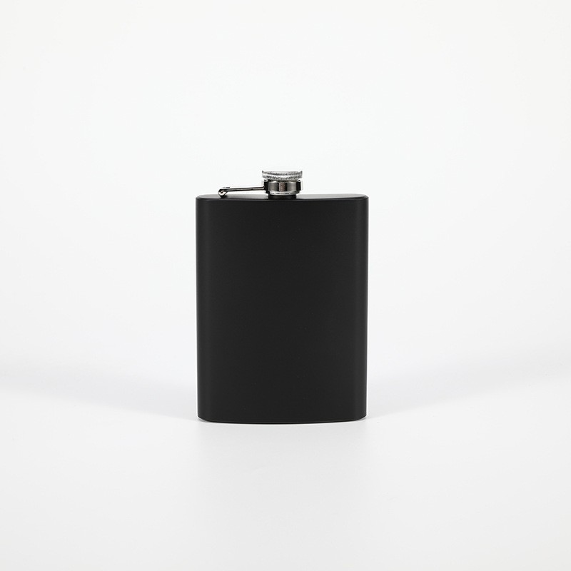 Custom 6/7/8oz Liquor Alcohol Flask Matte Black Stainless Steel Hip Flask For Whisky Wine