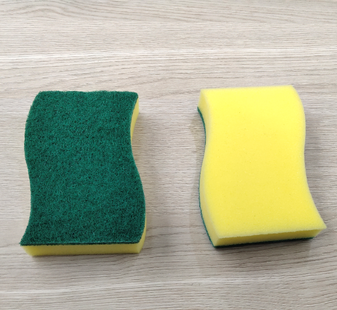 Heavy Duty Magic Cleaning Scouring Pad Sponge Yellow And Green Sponge Scrubber