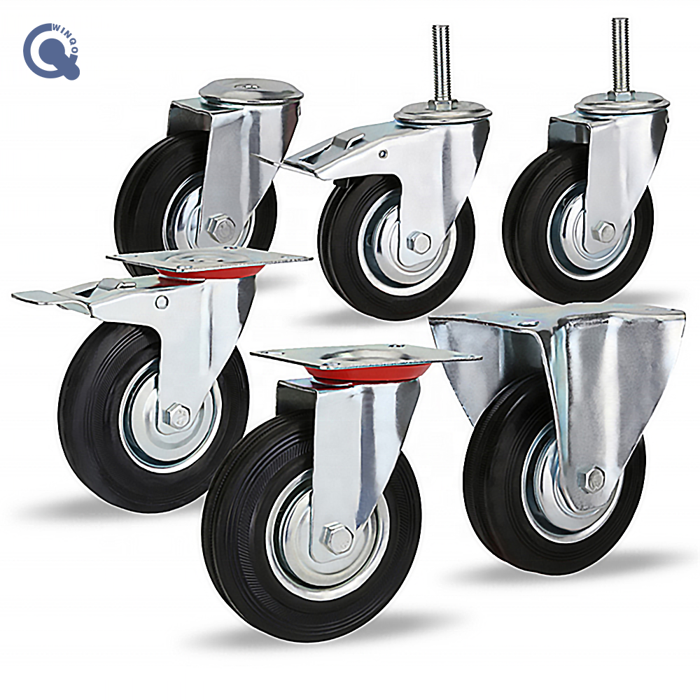 5inch 6.5inch 8inch Large Size heavy duty caster wheels swivel trailer wheel locking rubber caster wheels