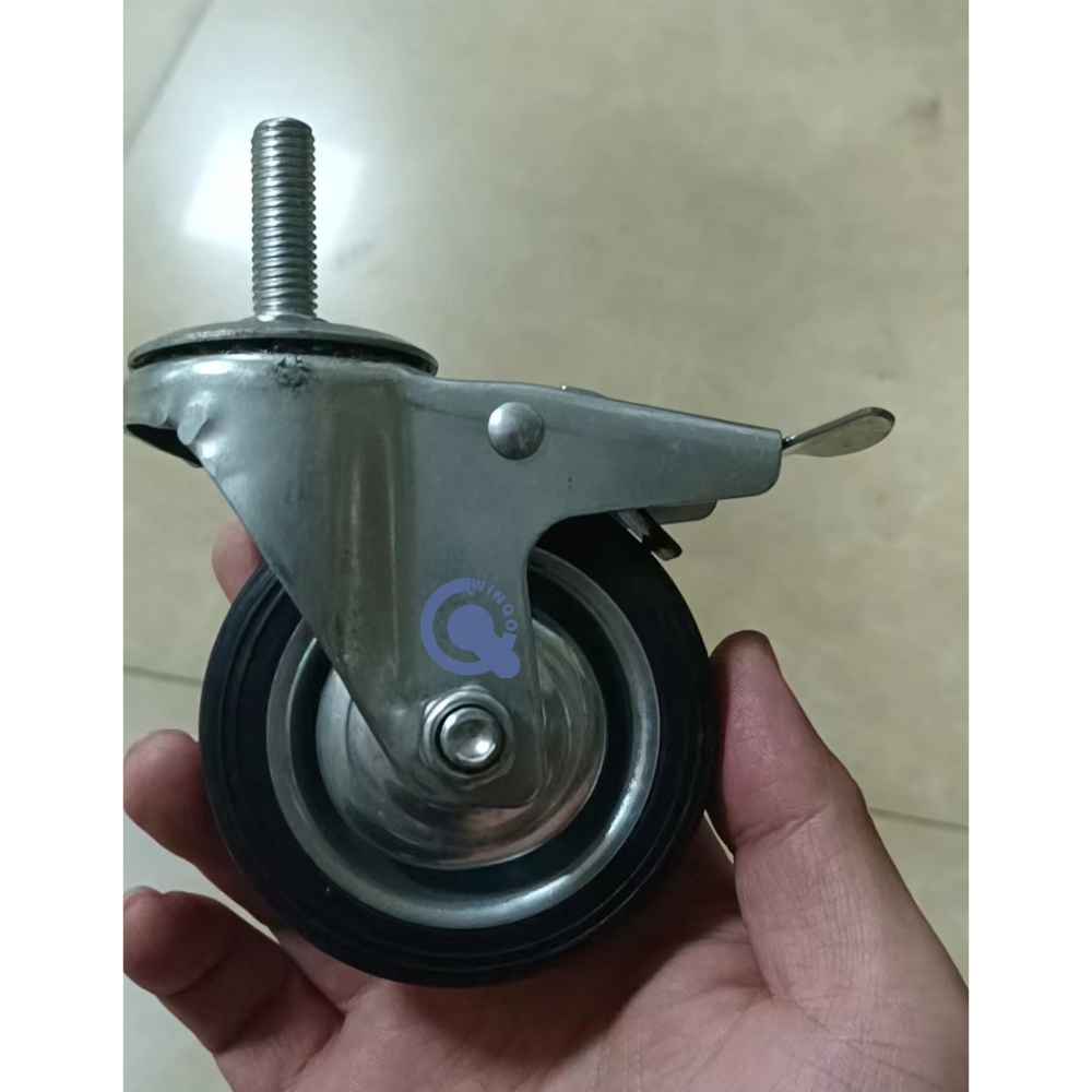 3 Inch Rueda Heavy Duty Rubber Casters 75 mm Industrial Castor Wheel with Lock for Trolly