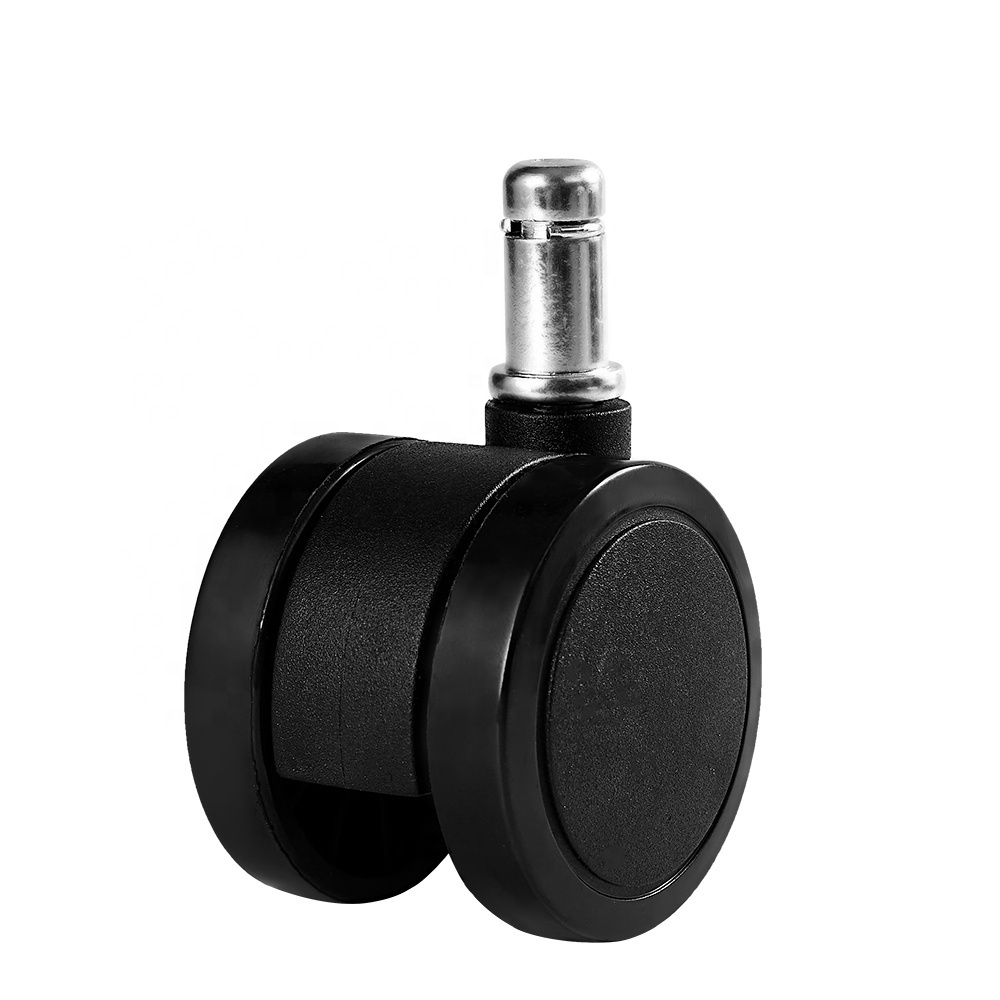 Noiseless Furniture Wheel 50 / 60 mm Swivel PA PVC Chair Roller Lockable Chair Casters with Stem Rod 11*22