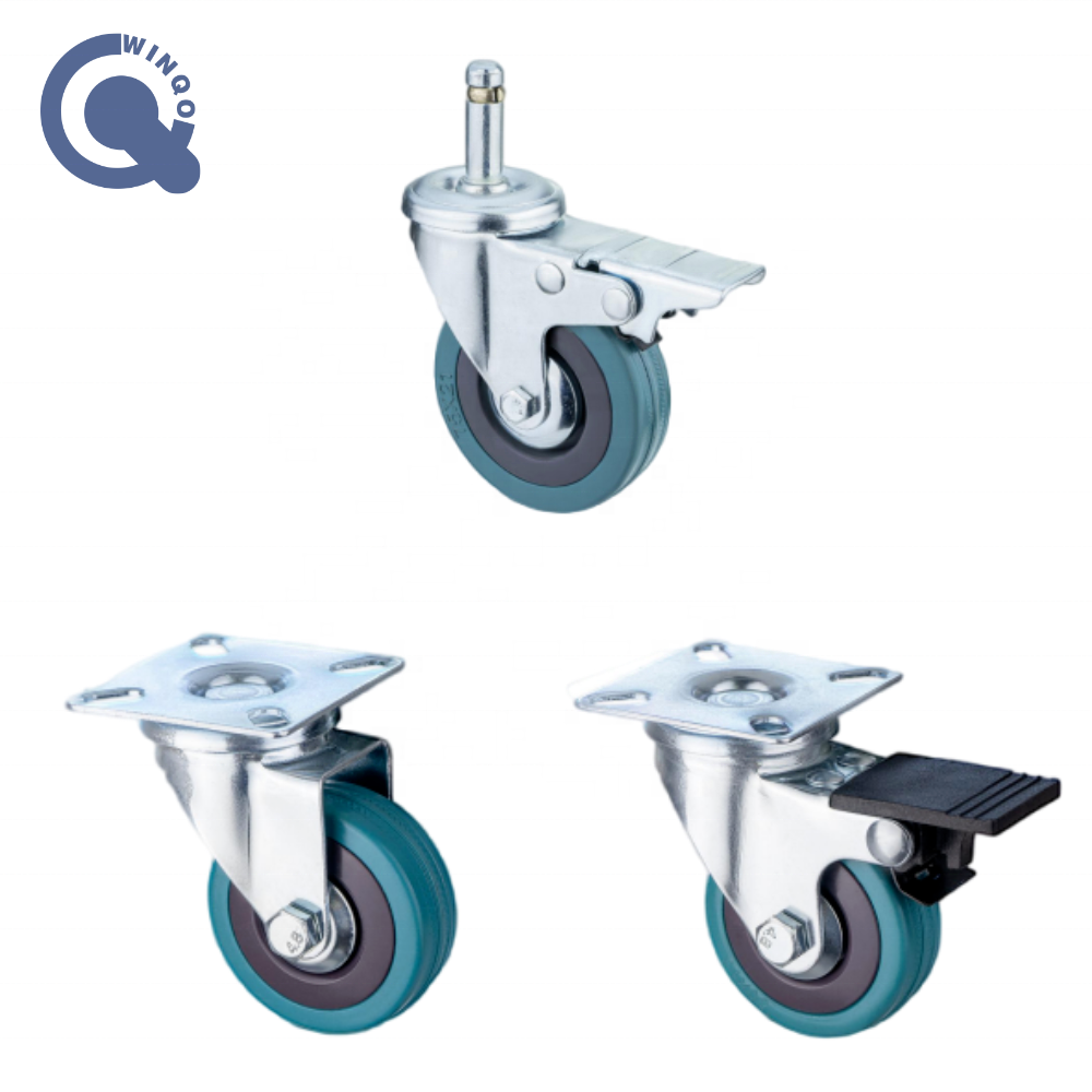 Small Rubber Wheel 2 Inch Caster Wheels 50mm Castors Non-swivel Rueda Fix Caster Wheels