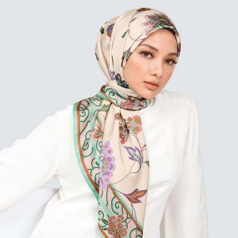 Custom fashion printed chiffon flower malaysia muslim scarf women chiffon hijab