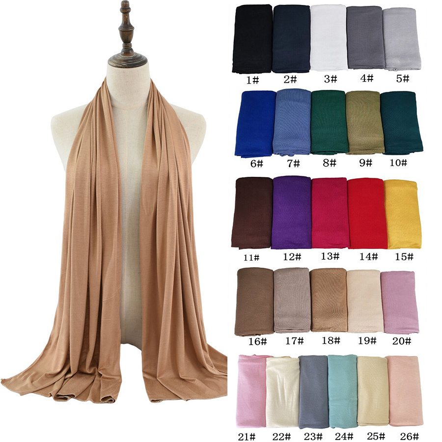 Fashion scarf wholesale modal cotton premium jersey hijab Muslim women stretchy rayon shawl scarves