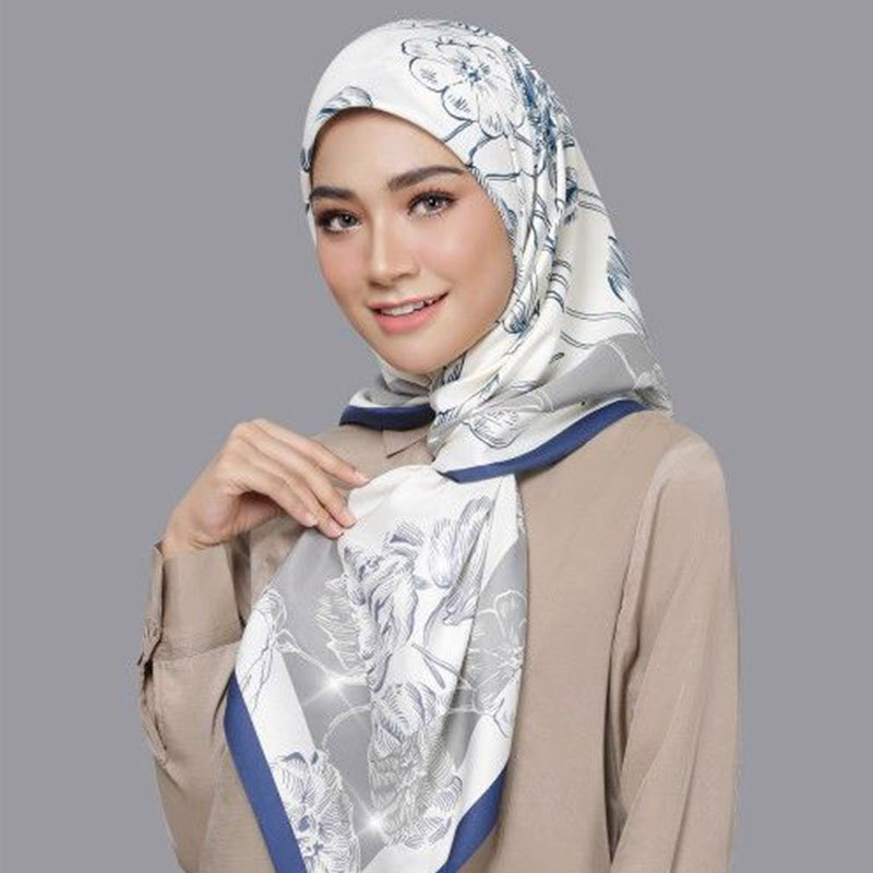 Custom fashion printed chiffon flower malaysia muslim scarf women chiffon hijab