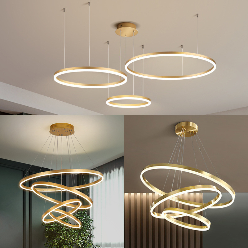 Contemporary hanging globe ring circle lights ceiling lights gold modern led chandeliers & pendant lights