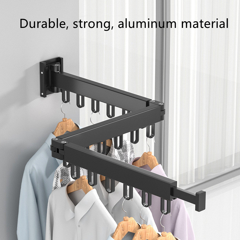 Fixed Portable Folding Clothes Hangers Retractable Wall Mounted Folding Clothes Drying Rack