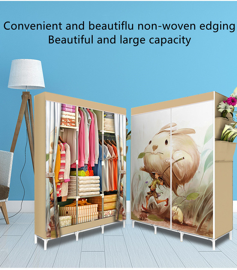 Oodles of Space DIY metal modern bedroom wardrobes cheap portable closet open folding fabric wardrobe simple