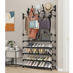 Quick to Assemble foldable market coat rack standing coat and hat hanger organizer rack foldable shoe rack plastic