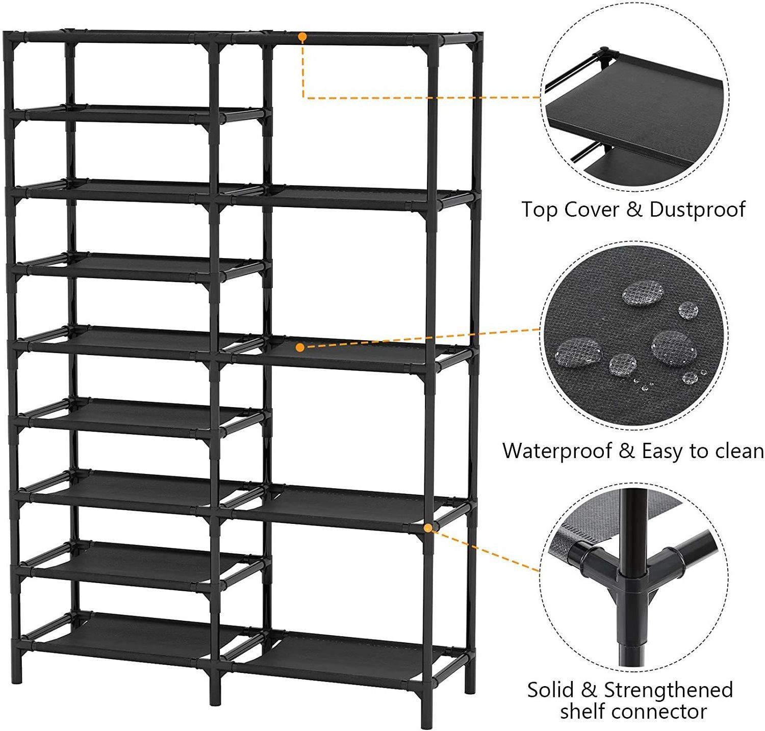 4 Tier Free Standing Metal Shoe Shelf Compact Shoe Organizer with Side Bag colorful Shoe Rack Storage Organizer for Entryway