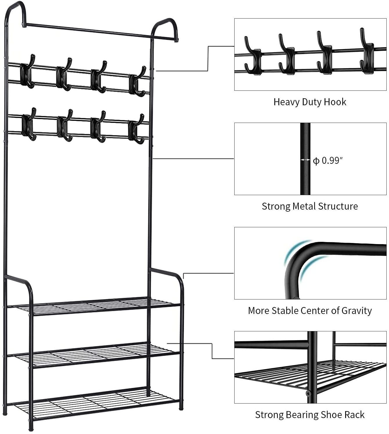 Multiple Uses extra large high quality hotel non-slip black folding rubber coated steel coat hangers clothes stands & shoe racks