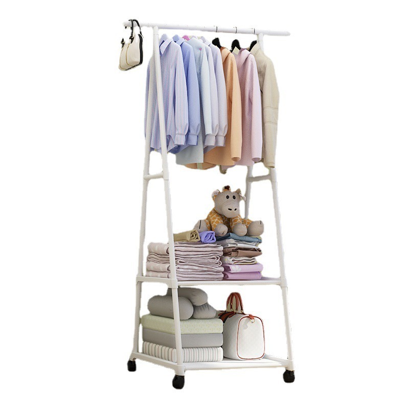 Freestanding & Portable Wardrobe used wholesale garment rack gold Clothing hanger display Rack on wheels with shelves for sale