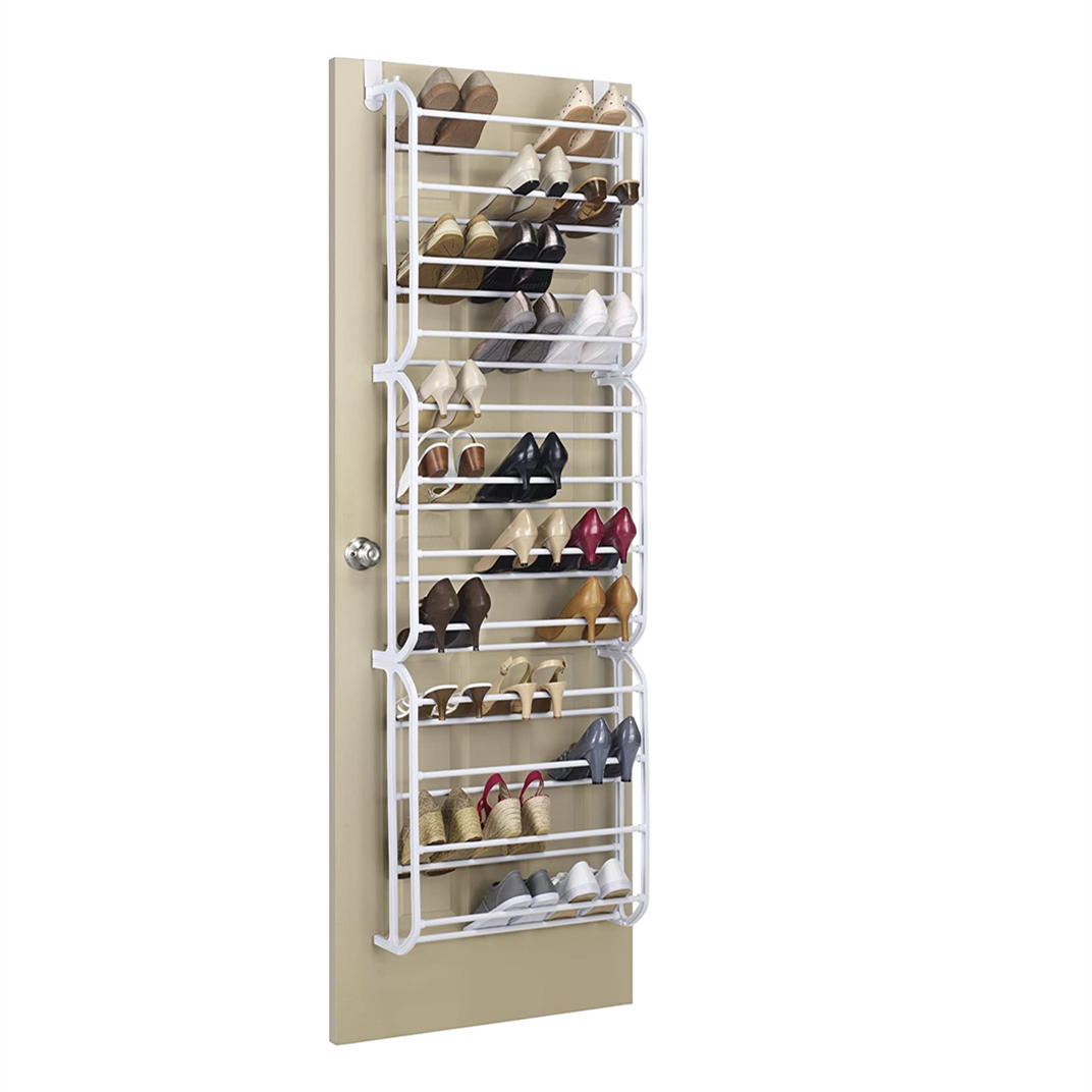 fold-up non-slip 24 pair pocket metal over the door shoe rack wall mounted metal shoe rack