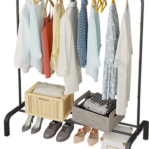 Modern design black metal foldable market clothing hanger coat rack with wheels for living room and bedroom