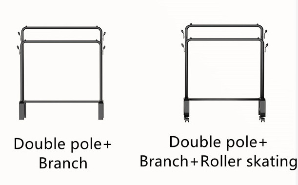 Modern design black metal foldable market clothing hanger coat rack with wheels for living room and bedroom