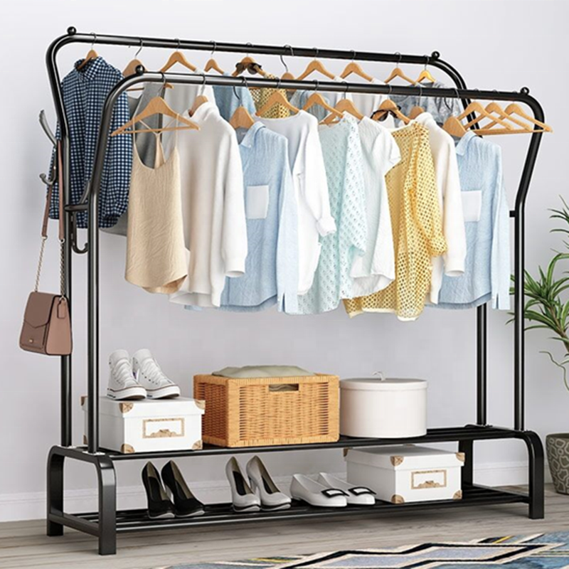 Factory Direct Sales Clothes Stands Shoe Hanger Racks Simple Floor Mounting Drying Rack Clothes