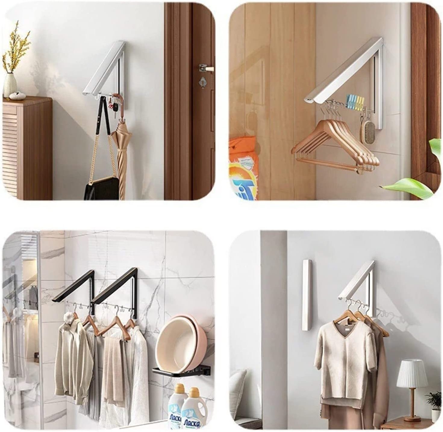 folding collapsible drying rack hangaway retractable clothes drying rack to stick on wall rack for clothes drying