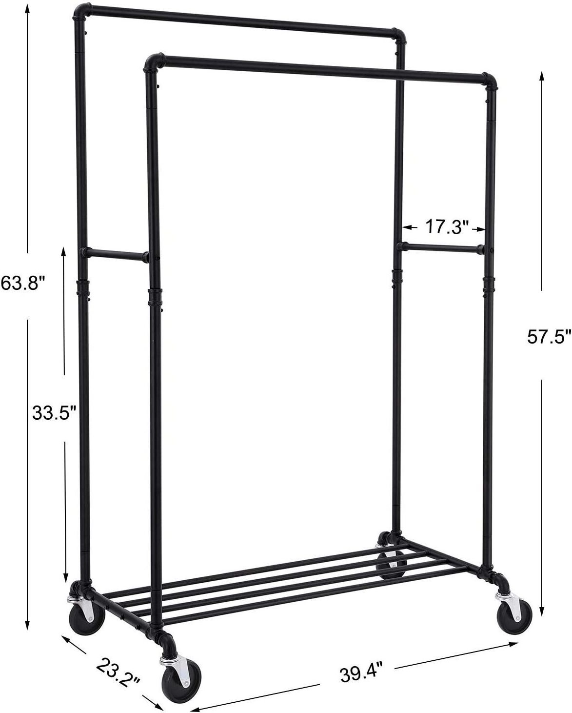 Wholesale Metal Assemble Steel Long Mini Clothing Rack Adjustable Double Clothing Display Rack And Shelf