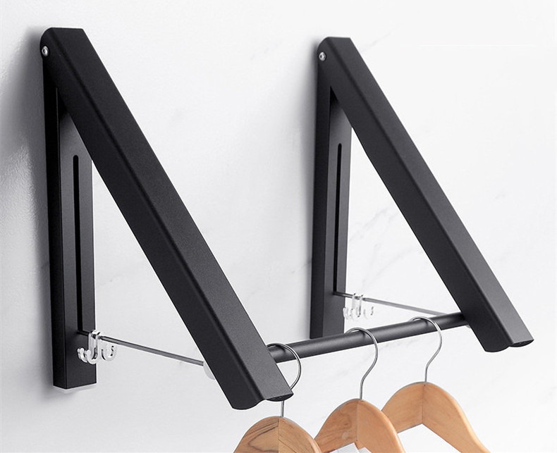 wall folding fold-away wall-mounted clothes drying rack retractable clothes drying rack wall mounted hooks