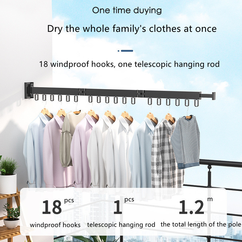 Laundry drying rack airer Wall Mounted 3-Layer Folding Drying Rack No Punching Laundry Clothes Drying Rack