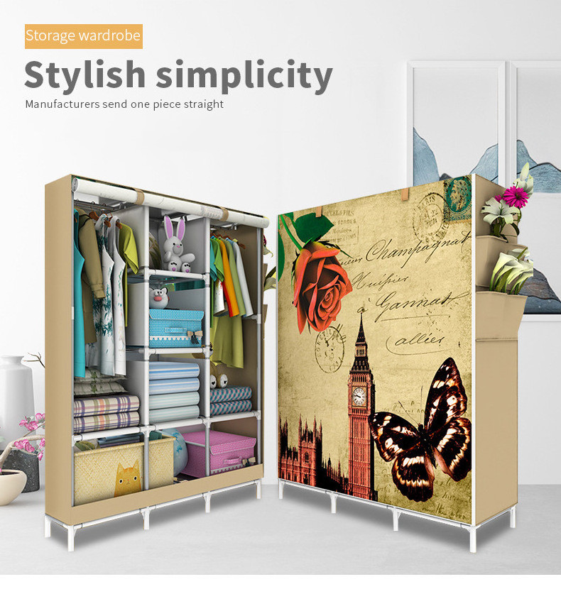 Oodles of Space DIY metal modern bedroom wardrobes cheap portable closet open folding fabric wardrobe simple