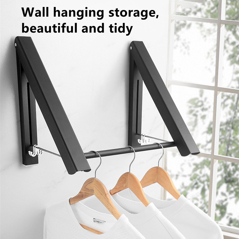 wall folding fold-away wall-mounted clothes drying rack retractable clothes drying rack wall mounted hooks