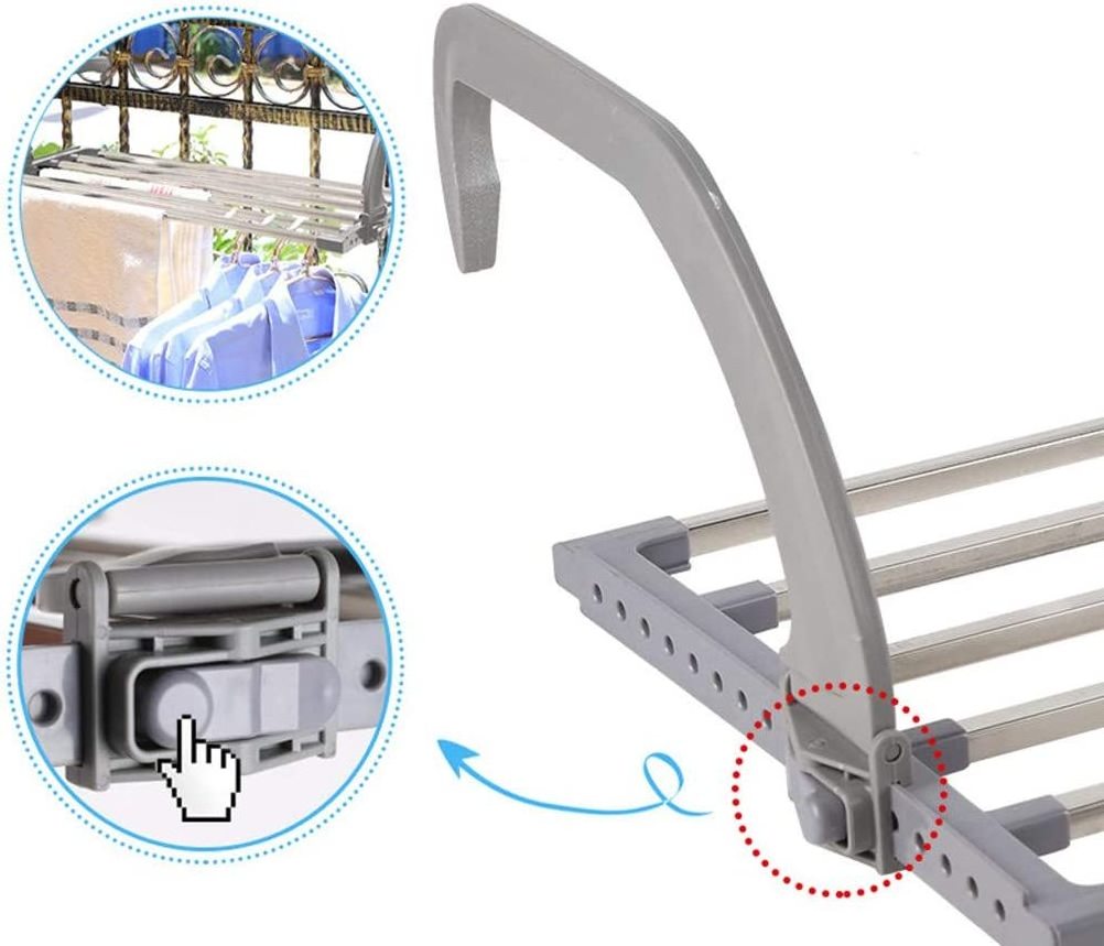 Iron pipe& wire multifunctional hanging clothes drying rack expandable intelligent balcony dryer rack