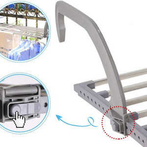 Iron pipe& wire multifunctional hanging clothes drying rack expandable intelligent balcony dryer rack