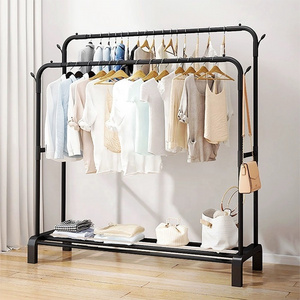 Top-ranked Products Living Room Bedroom Coat Rack Durable Double Pole Clothes Garment Rack