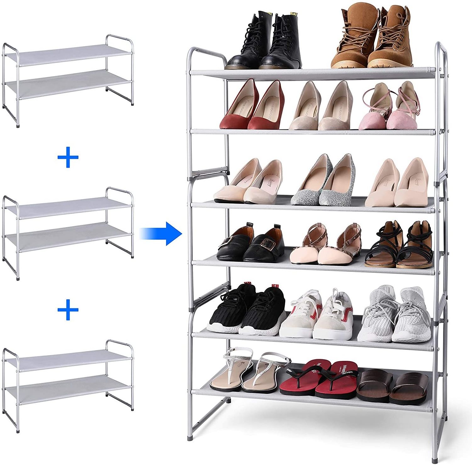 Non-woven Fabric Layer Over The Door Closet Interlocking Travel Shoes Organizer Stackable Storage Rack Space-saving