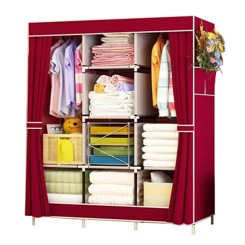 Oodles of Space DIY metal modern bedroom wardrobes cheap portable closet open folding fabric wardrobe simple