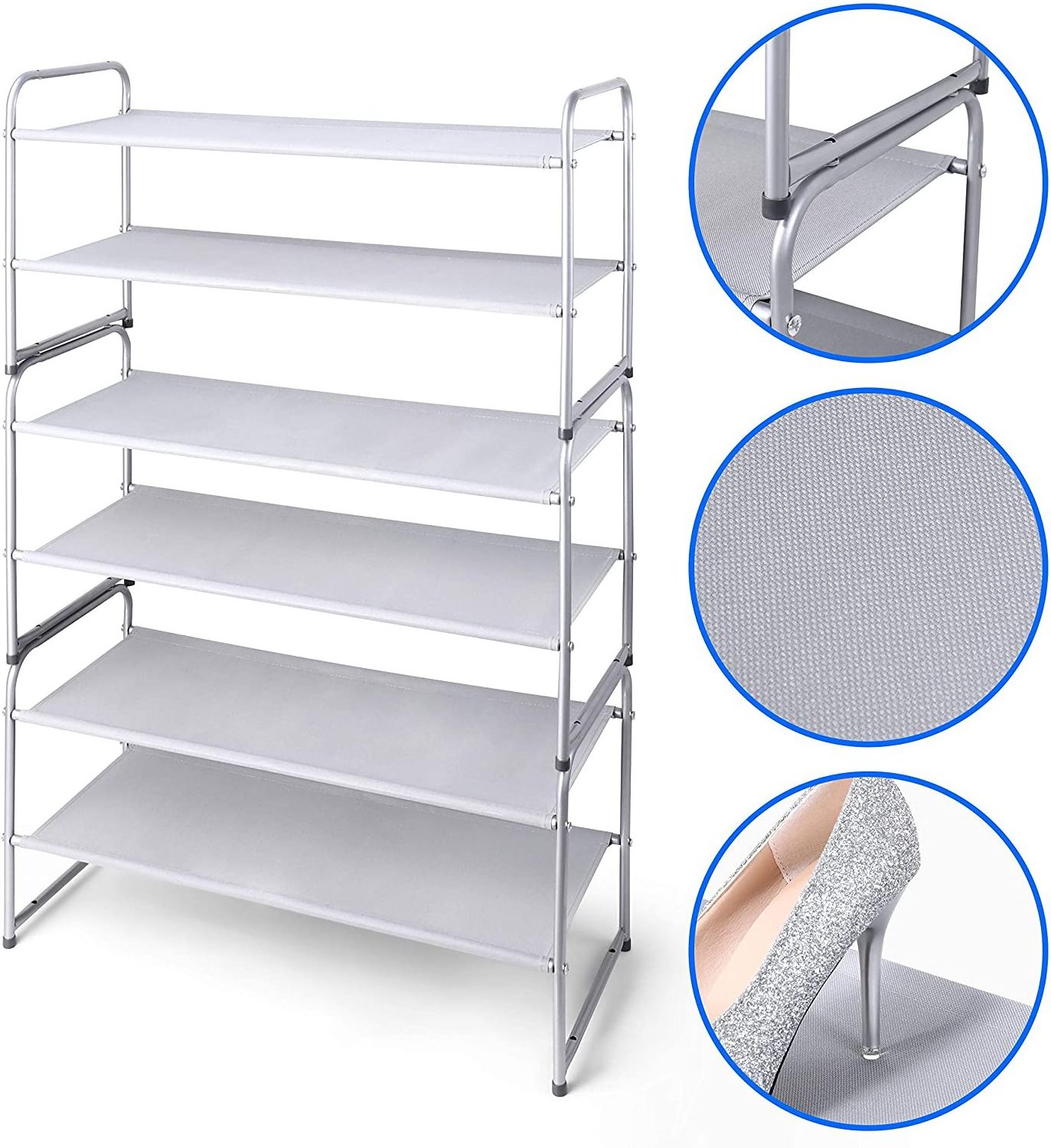 Non-woven Fabric Layer Over The Door Closet Interlocking Travel Shoes Organizer Stackable Storage Rack Space-saving