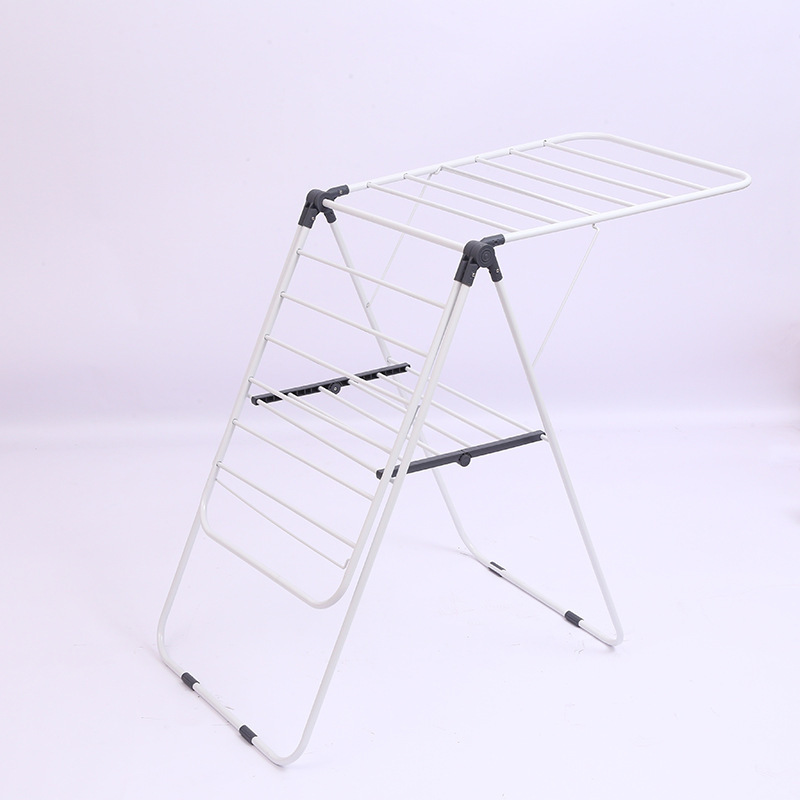 Steel Clothes Drying Rack with Adjustable Wings Foldable Gullwing Collapsible Laundry Drying Rack