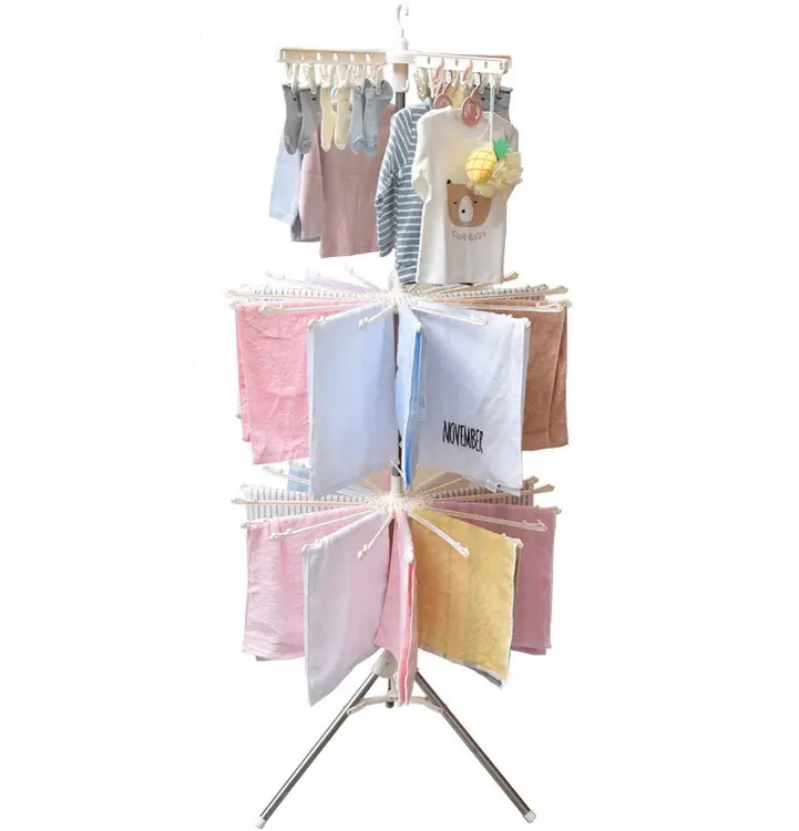 Wholesale Scalable Height Foldable Stand Towel Rack Bathroom Baby Clothes Dryer Rack