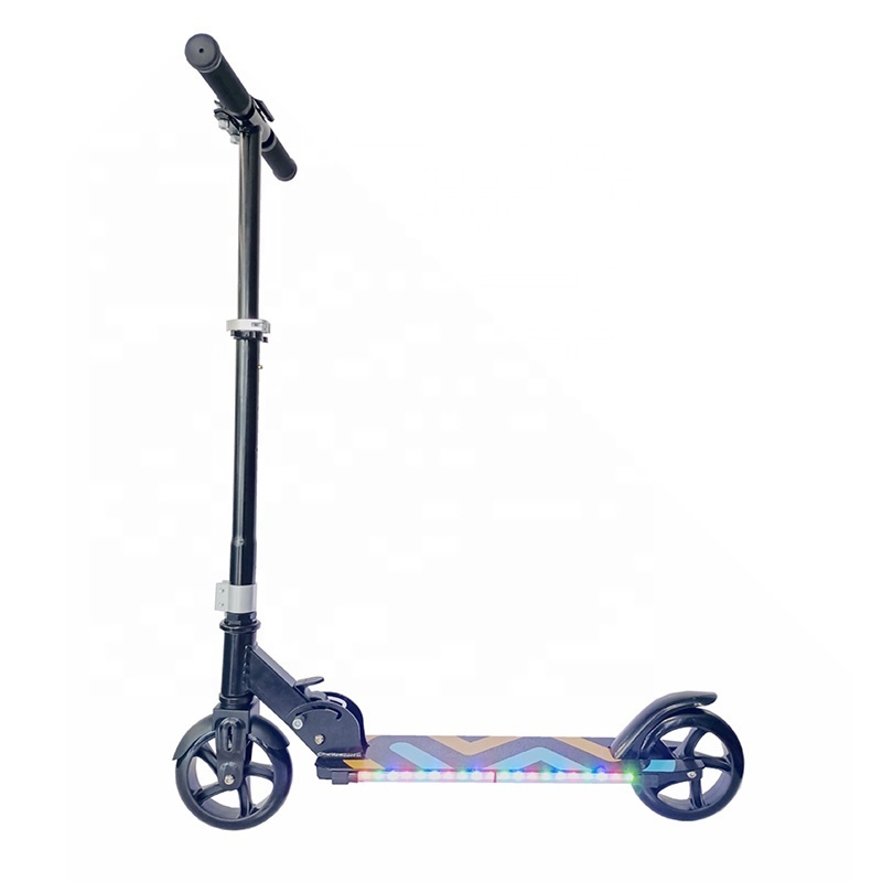 Foldable 145mm Wheel Adult Kick Foot Scooter 2 Flashing Wheel Kick Folding Scooter