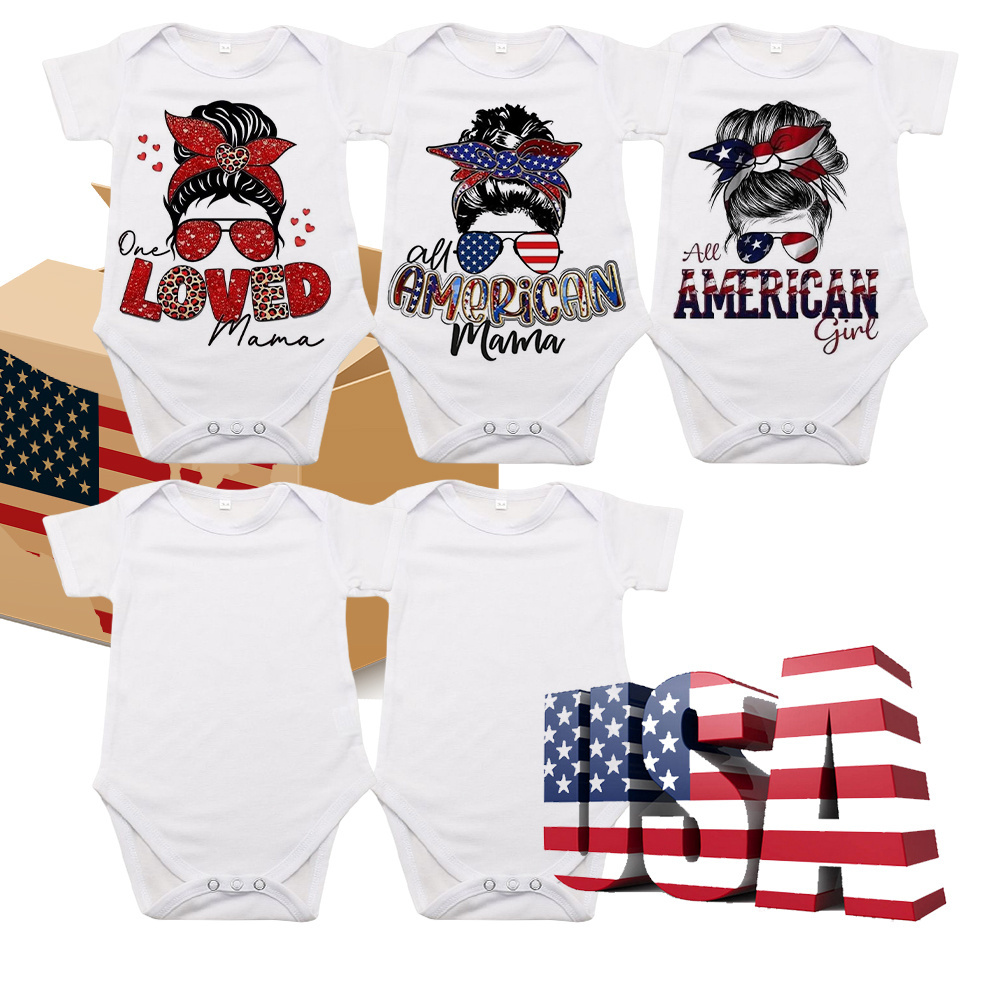 USA RTS wholesale white baby cloth sublimation baby onesie 100% polyester Baby Jumpsuit Infant romper for sublimation printing