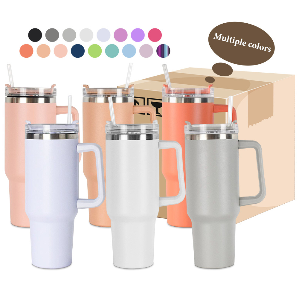 powder coated doubled walled stainless steel coffee beer travel  mug Gifts BPA free vacuum insulated 40oz tumbler with handle