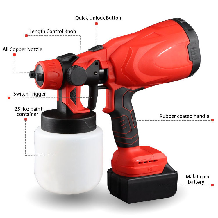 Cordless Electric Automatic Spray Gun For Real Stone Paint Emulsion Paint Handheld Paint Spray Gun