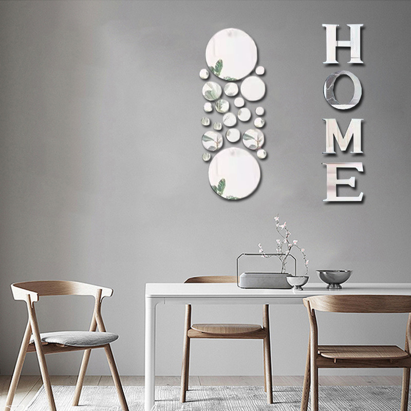 HOME Letter Signs Stickers Acrylic Mirror Wall Decoration for Living Room Bedroom Home Decor