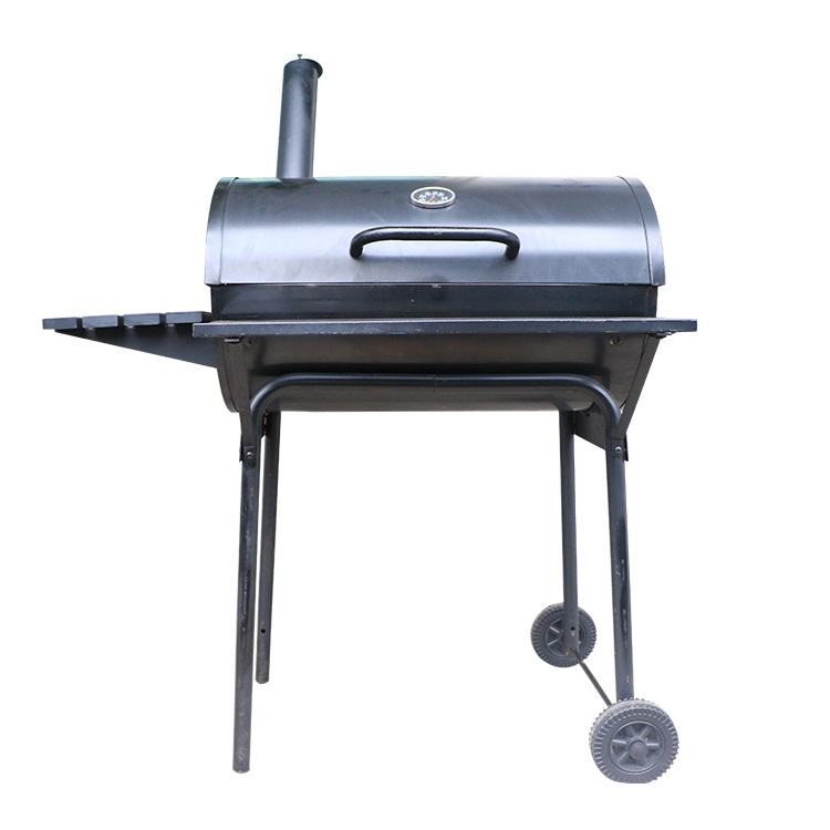 Commercial Charcoal BBQ Grill Trolley Smoker heavy duty Barbecue Grill with Side Table Chimney for restaurants