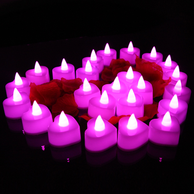 Wholesale Party Christmas Birthday Wedding Heart-Shaped Electronic Operated Electric Flameless Plastic Mini Candles LED Light