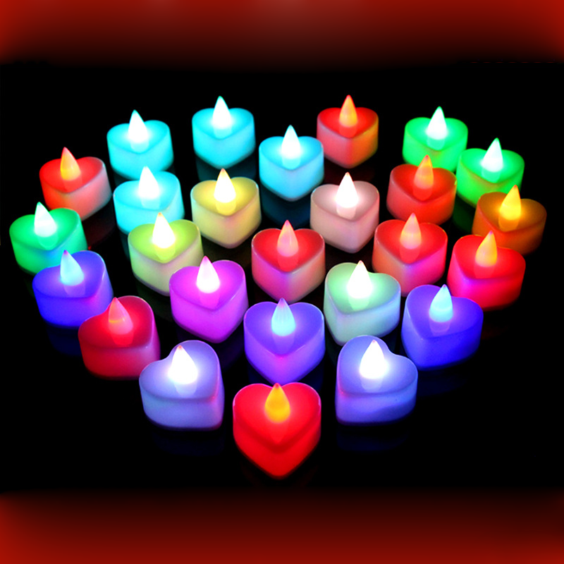 Wholesale Party Christmas Birthday Wedding Heart-Shaped Electronic Operated Electric Flameless Plastic Mini Candles LED Light