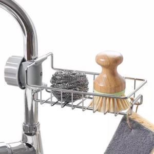 Kitchen Sink Shelf Steerable Bathroom Hanging Basket Sponge Draining Rack Stainless Steel Faucet Storage Rack