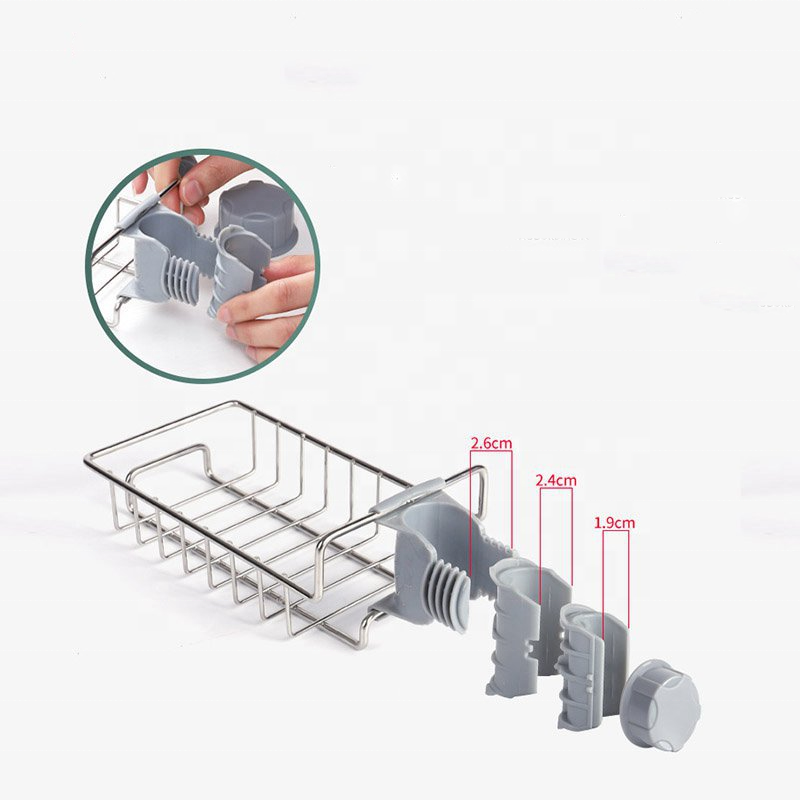 Kitchen Sink Shelf Steerable Bathroom Hanging Basket Sponge Draining Rack Stainless Steel Faucet Storage Rack