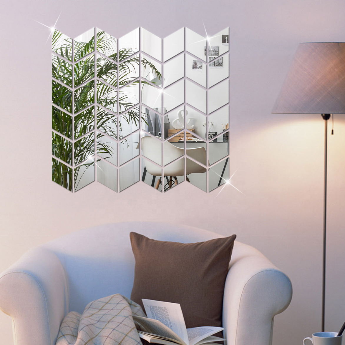 Home Decorative Acrylic Diamond-Shaped Children's Room Reflective Wall Mirror Stickers