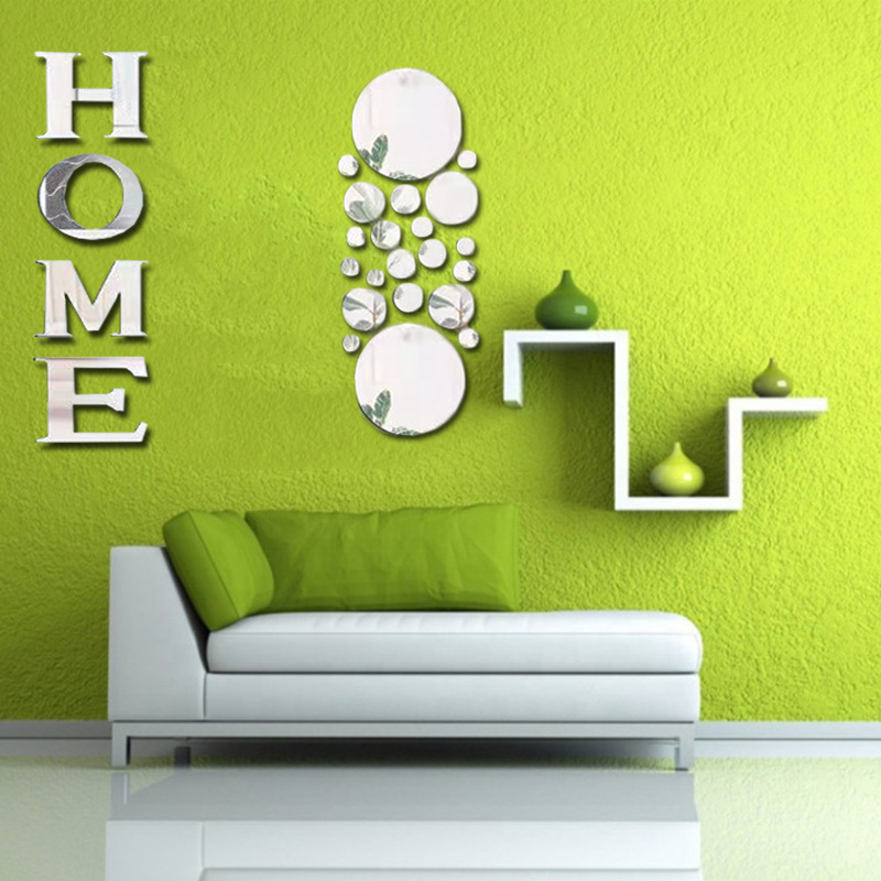 HOME Letter Signs Stickers Acrylic Mirror Wall Decoration for Living Room Bedroom Home Decor